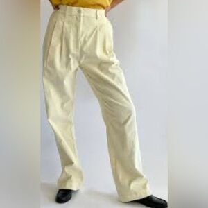 DONNI. Cream High-Waist Wide-Leg Trousers